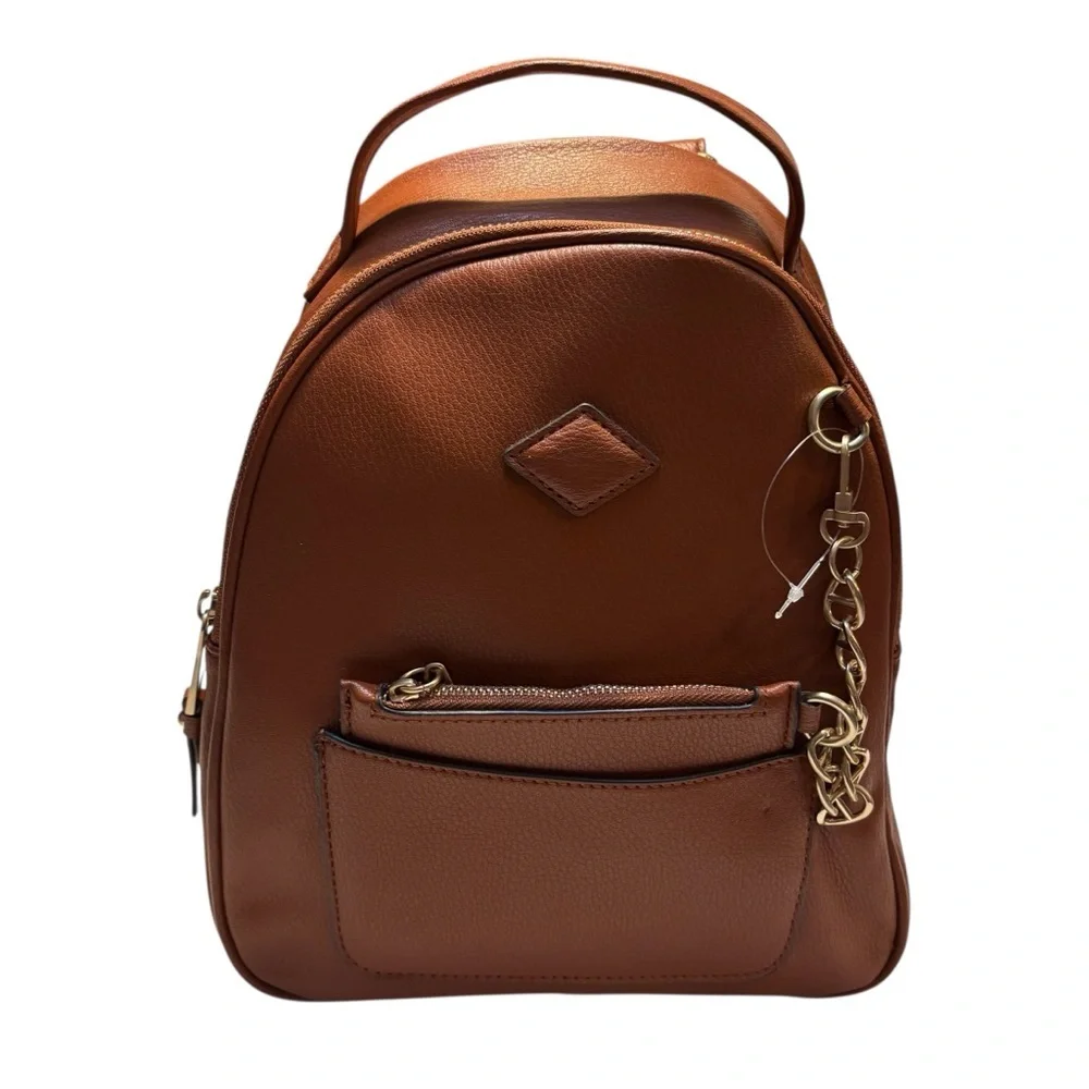 NWT Time and Tru Backpack Tan Gold Chain Accent w/Coin Purse Vegan Leather Ruby
